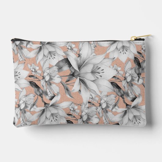 Botanische zwarte witte roos gouden glitter bloeme etui (Achterkant)