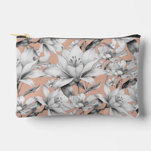 Botanische zwarte witte roos gouden glitter bloeme etui (Voorkant)