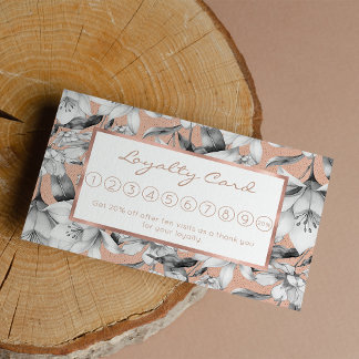 Botanische zwarte witte roos gouden glitter bloeme klantenkaartje