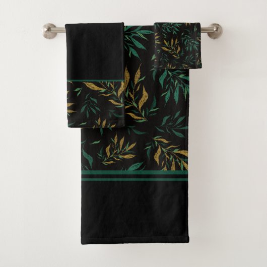 Botany Herhaal Patroon Gouden en groene twijgen Bad Handdoek (Insitu)