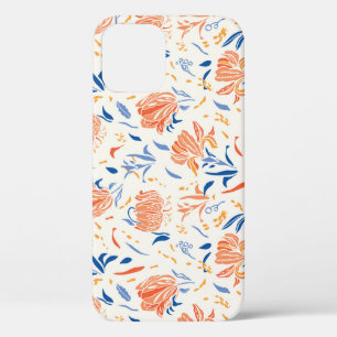 Botany linocut barok: bloemennaadloze achtergrond iPhone 12 hoesje