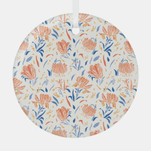 Botany linocut barok: bloemennaadloze achtergrond glas ornament