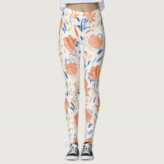 Botany linocut barok: bloemennaadloze achtergrond leggings