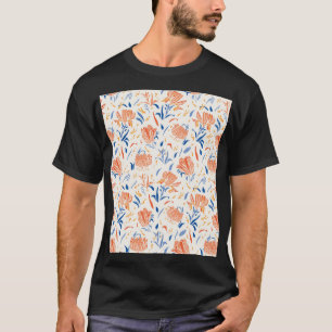 Botany linocut barok: bloemennaadloze achtergrond t-shirt