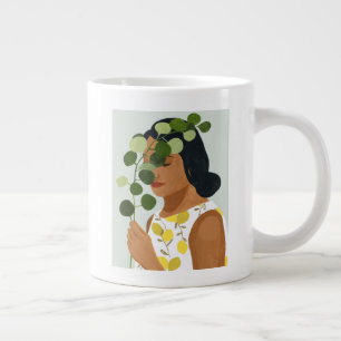Botany Portret - Vrouw met Greenery Extra Grote Beker
