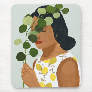 Botany Portret - Vrouw met Greenery Muismat