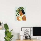 Botany Portret - Vrouw met Greenery Poster (Thuiskantoor)