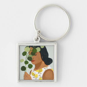 Botany Portret - Vrouw met Greenery Sleutelhanger