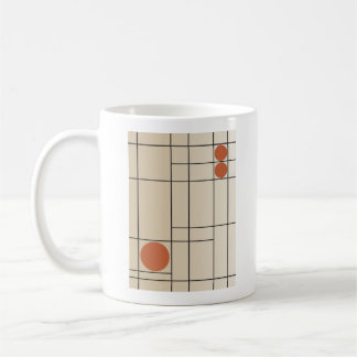 Botdrift nr. 1 Beige + Terracotta Geometrische Kun Koffiemok
