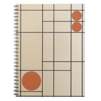 Botdrift nr. 1 Beige + Terracotta Geometrische Kun Notitieboek
