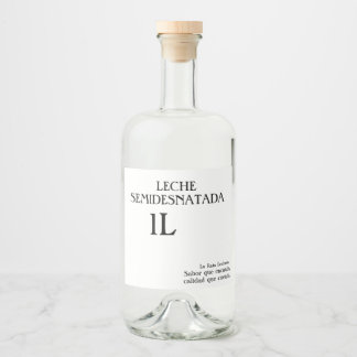 Botella de leche semidesnatada 1L. Likeurfles Etiket