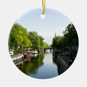 Boten aan het Amsterdamse kanaal Keramisch Ornament