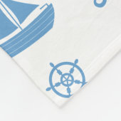 Boten en Dolfijnen Nautisch Patroon Blauw Wit Fleece Deken (Hoek)