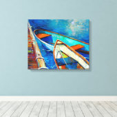 Boten en pier canvas afdruk (Insitu (Houten vloer))