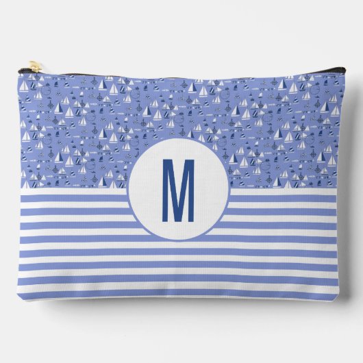 Boten en strepen nautisch monogram etui (Voorkant)