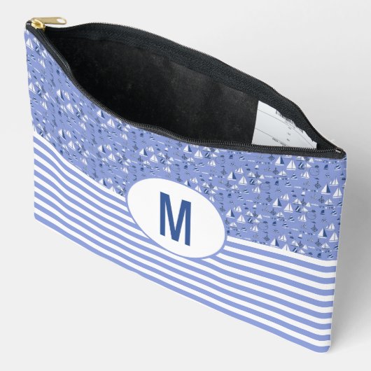 Boten en strepen nautisch monogram etui (Open)
