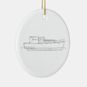 Boten - Houten Cabin Cruiser Keramisch Ornament (Rechts)