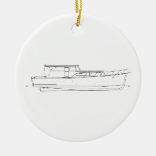  Boten - Houten Cabin Cruiser Keramisch Ornament