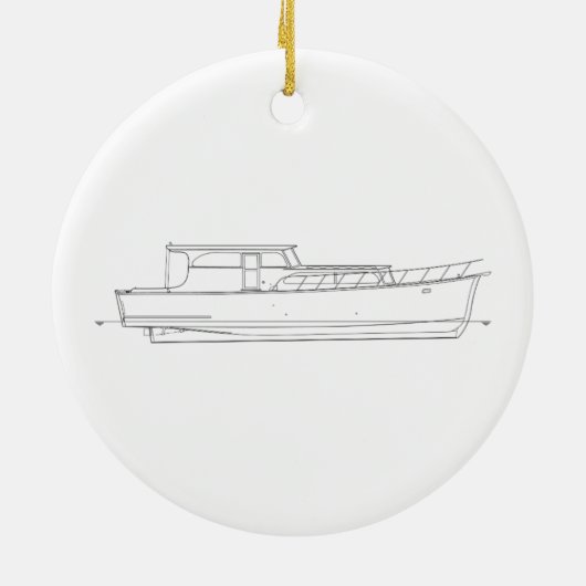 Boten - Houten Cabin Cruiser Keramisch Ornament (Achterkant)