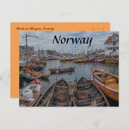 Boten in Bergen Noorwegen Briefkaart (Voorkant / Achterkant)