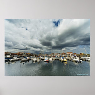 Boten in een haven poster