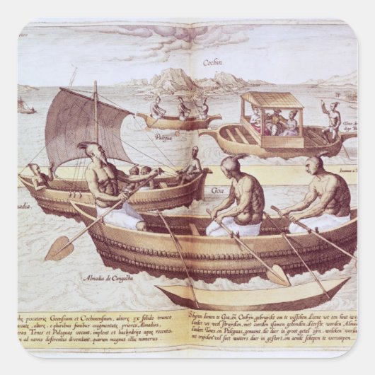 Boten in Goa Vierkante Sticker (Voorkant)