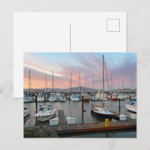 Boten in jachthaven briefkaart
