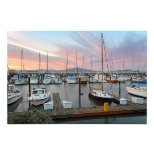 Boten in jachthaven foto afdruk