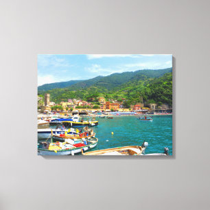 Boten in Monterosso, Cinque Terre, Italië Canvas Afdruk
