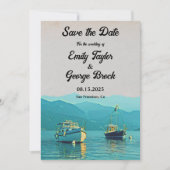 boten - marinebestemming bruiloft save the date (Voorkant)
