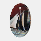 Boten onder zeilen keramisch ornament (Links)