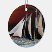 Boten onder zeilen keramisch ornament (Links)