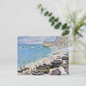 Boten op het strand bij Etretat Claude Monet Briefkaart (Staand voorkant)