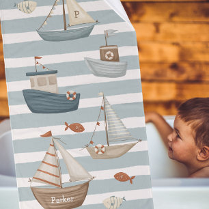 Boten op het water handdoek set met naam