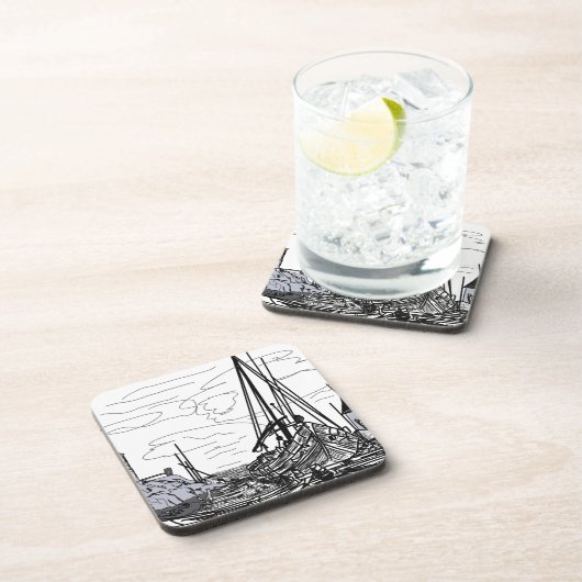 boten op het zee bier onderzetter (Rechterzijde)
