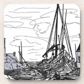 boten op het zee bier onderzetter (Voorkant)
