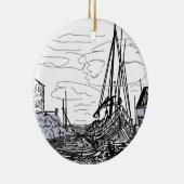 boten op het zee keramisch ornament (Rechts)