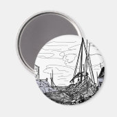 boten op het zee magneet (Voorkant / Achterkant)