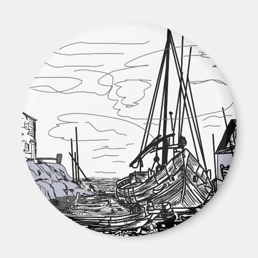 boten op het zee magneet (Voorkant)