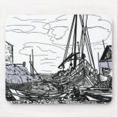 boten op het zee muismat (Voorkant)