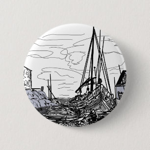 boten op het zee ronde button 5,7 cm
