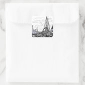 boten op het zee vierkante sticker (Tas)