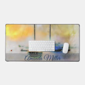 boten op zonsondergang bureaumat (Keyboard & Muis)