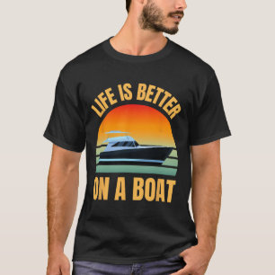 Boten Ponton Eigenaar Retro Leven Is Beter Op Boot T-shirt