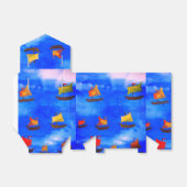 Boten waterverf Blauwe achtergrond Occasions Tent Bedankdoosjes (Uitgevouwen)