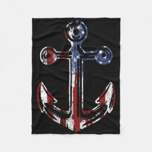 Botenanker Vlag van de VS Onafhankelijkheidsdag  Fleece Deken