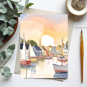 Botengolf   Kust oceaan aquarelschilderij Briefkaart