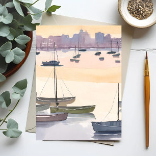 Botenmarina Aquarel Oceaanbaai Briefkaart