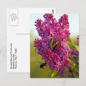 Boter en bijen op Lila Briefkaart (Voorkant / Achterkant)