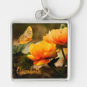 Boter en bloemen sleutelhanger